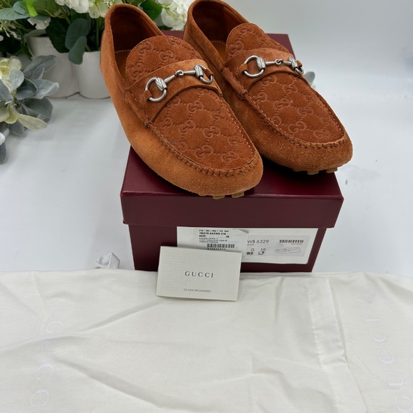 Men’s Gucci GUCCISIMA suede monogram loafers size 10 fits 11 US made in Italy main image 5